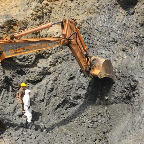 Pyrite and hematite specimens mining in Parco Minerario dell'Isola d'Elba, Rio Marina, Elba island, Italy. Marco Lorenzoni photos