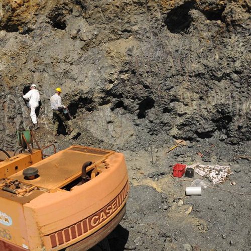 Pyrite and hematite specimens mining in Parco Minerario dell'Isola d'Elba, Rio Marina, Elba island, Italy. Marco Lorenzoni photos